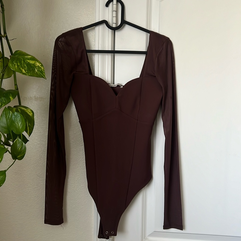 Brown mesh Abercrombie bodysuit